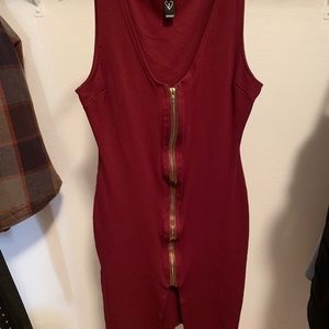 Maroon dress with front zipper